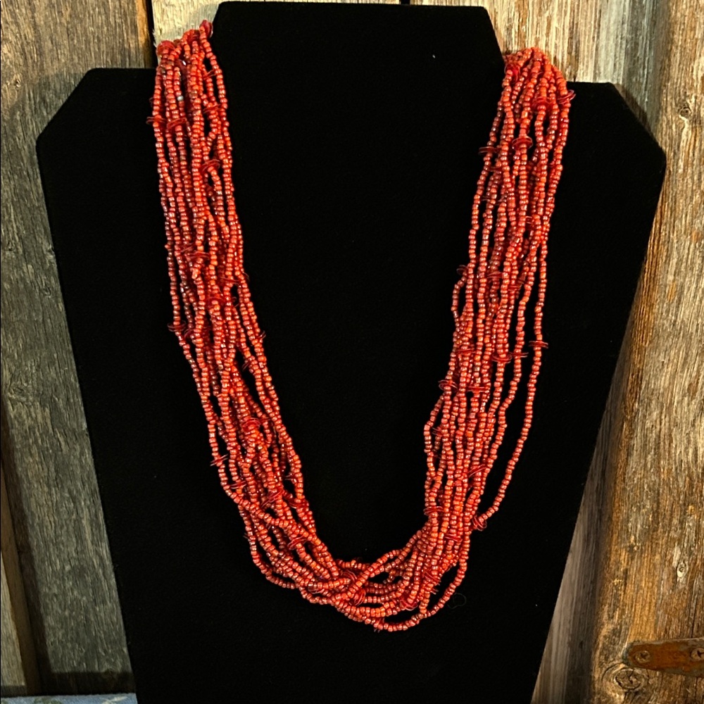 Vintage Sparkling Red Beaded Necklace